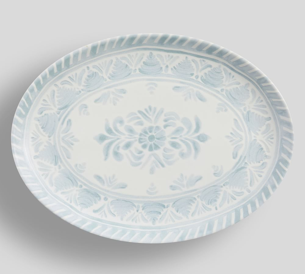 Chambray Tile Stoneware Serving Platters | Pottery Barn (US)