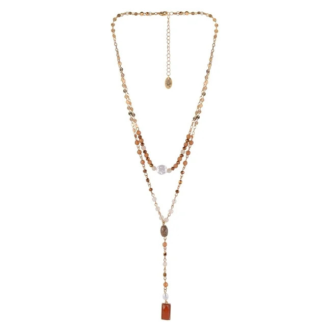 The Pioneer Woman Metal Gold-Tone Multi Beaded Y-Necklace, Women's | Walmart (US)