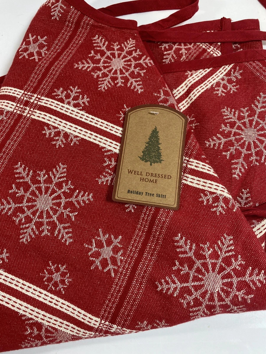 Well Dressed Home Christmas Tree Skirt Red w/Snowflakes 55" NWT  | eBay | eBay US
