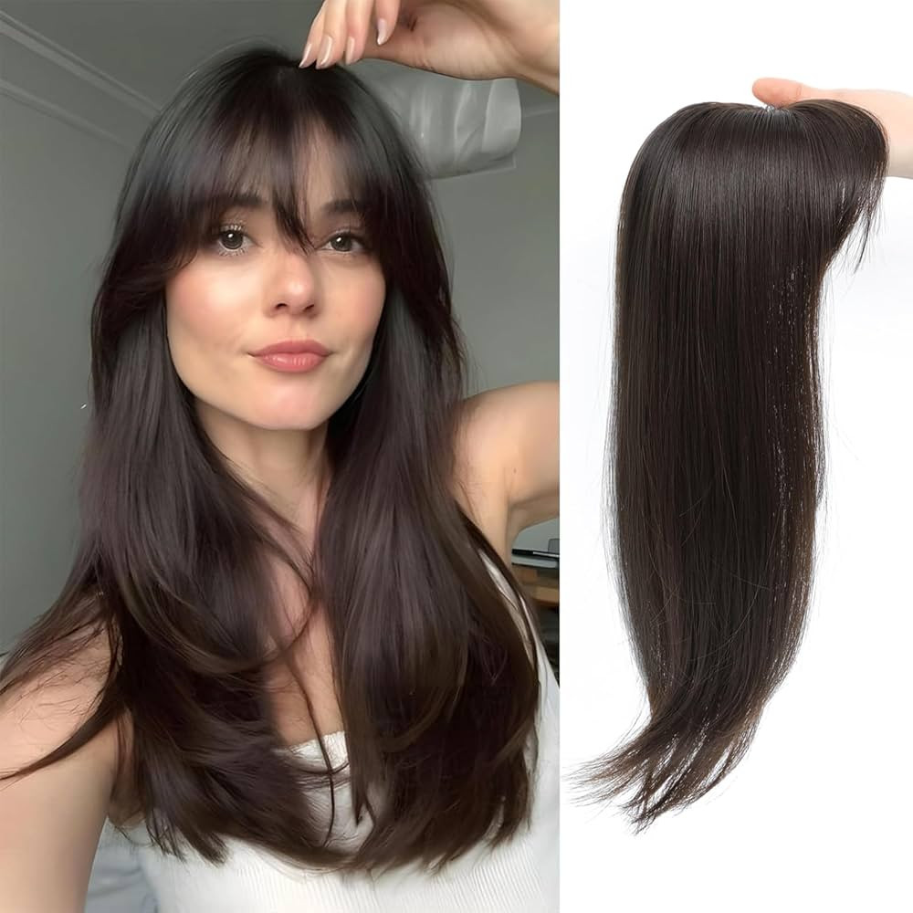 JQM Hair Topper Clip in Bangs, 3D 360° Cover Hair Toppers for Women with Thinning Hair, 18 Inch ... | Amazon (US)