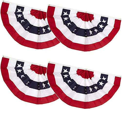 2x4 Ft 4th of July Decorations Memorial Day American flags Bunting Flags outdoor- Half Fan Banner Pleated Patriotic flag USA Flags 4-Pack | Amazon (US)
