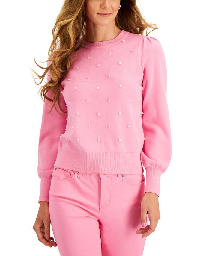 Embellished Puff-Sleeve Sweater, Created for Macy's | Macys (US)