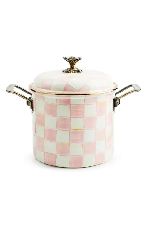 MACKENZIE CHILDS Rosy Check Enameled Steel 7-Quart Stock Pot at Nordstrom | Nordstrom
