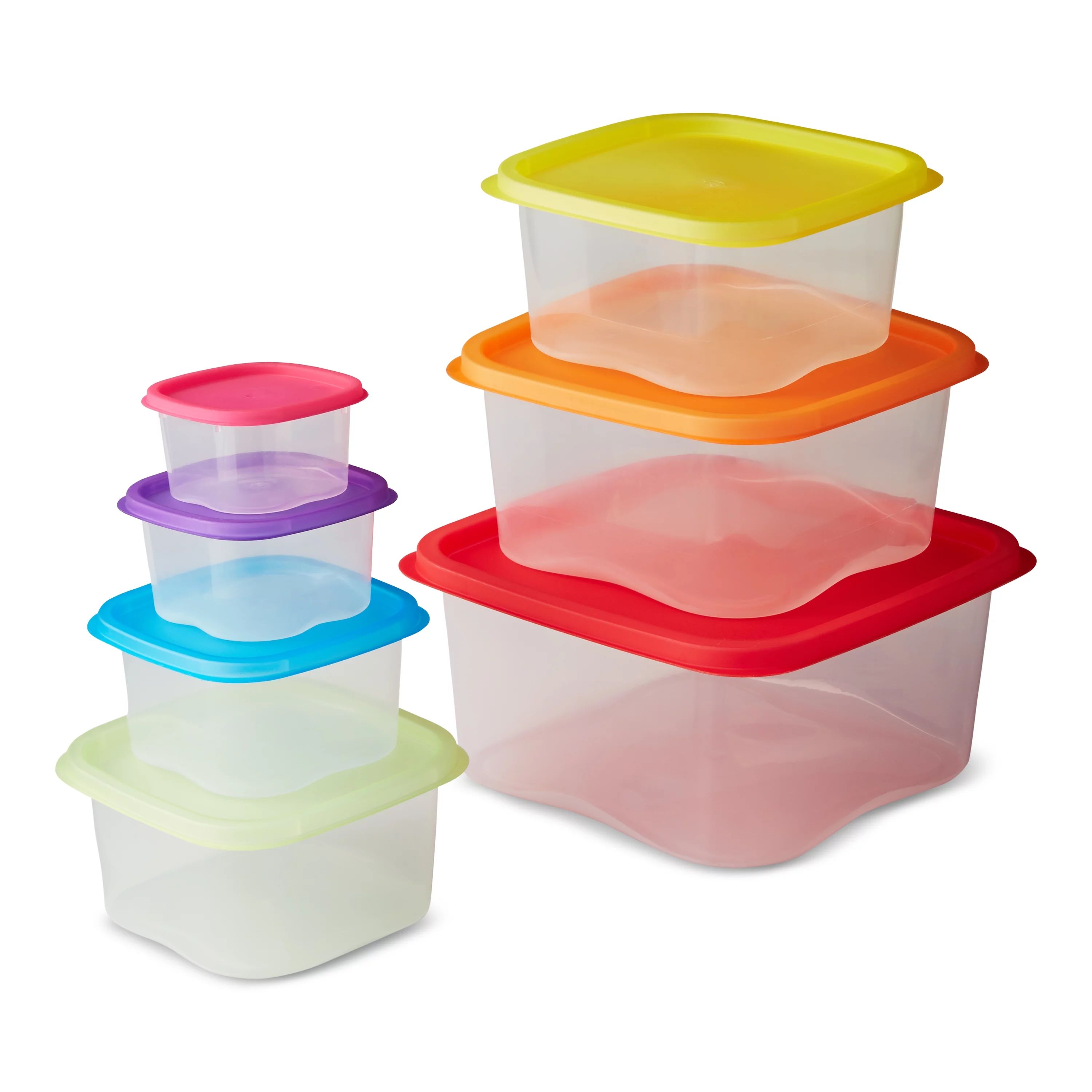 Mainstays Clear Square Food Storage Containers with Lids, 14 Piece | Walmart (US)