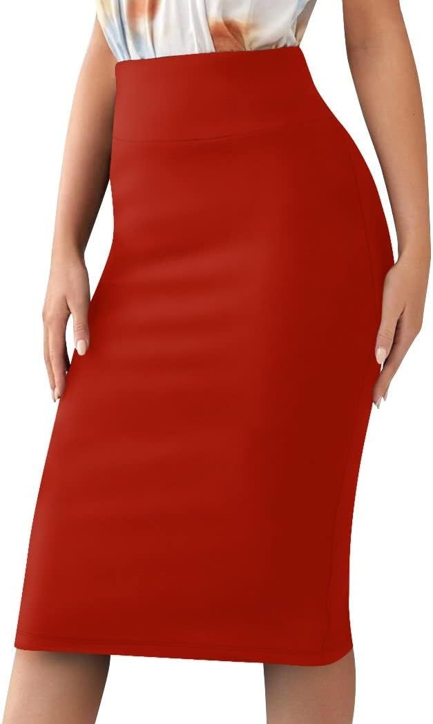 Sweet Hearts Women’s Basic Stretch Pencil Skirt- Regular & Plus Size- Below Knee Office Midi Bo... | Amazon (CA)