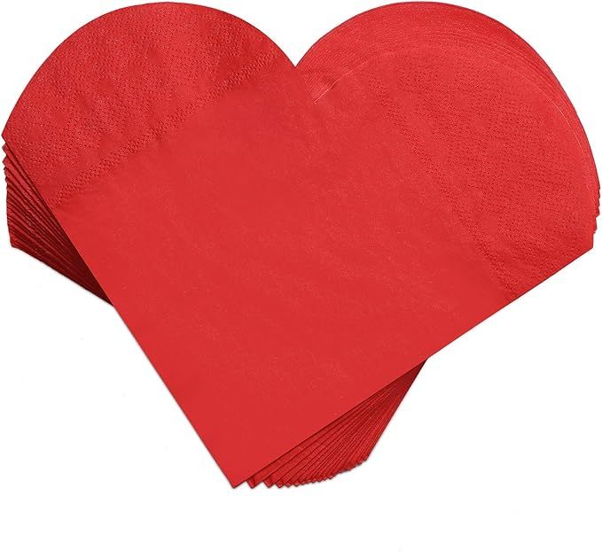 100 Pieces Heart Shaped Paper Napkins Valentine's Day Napkins Heart Beverage Tissue Napkins for V... | Amazon (US)