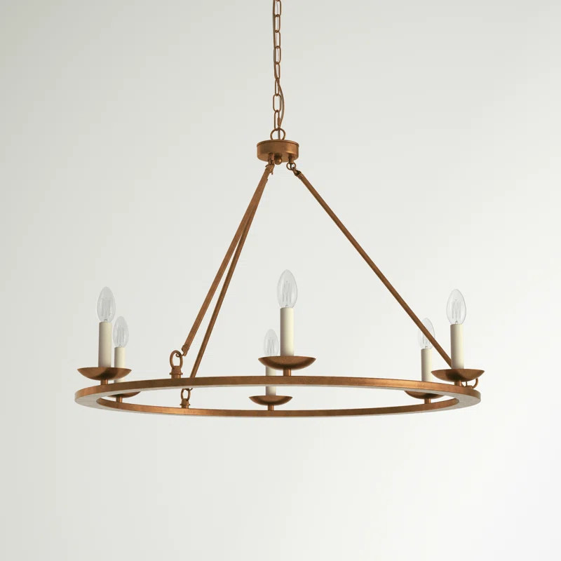 Pickensville 6 - Light Dimmable Wagon Wheel Chandelier | Wayfair North America
