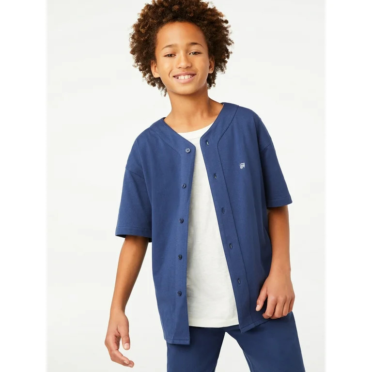Free Assembly Boys' Short Sleeve Baseball Jersey Shirt, Sizes 4-18 | Walmart (US)