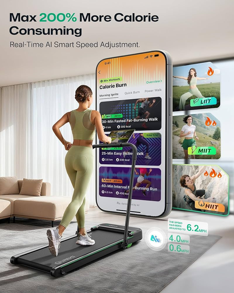 UREVO Strol 2E Smart 2-in-1 Folding Treadmill, Compact Walking Pad with Safety Handle, Plug and P... | Amazon (US)