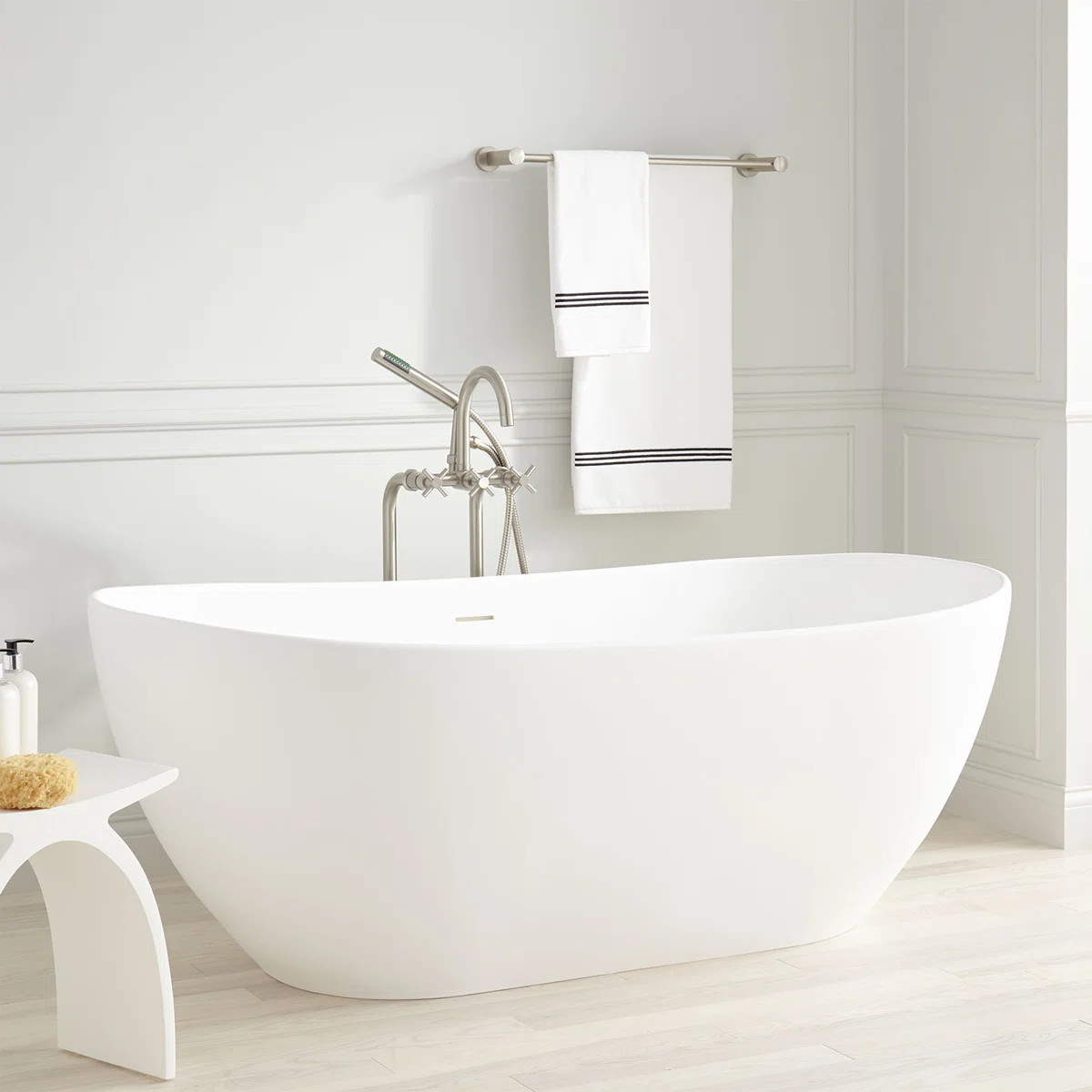 56" Winifred Solid Surface Freestanding Soaking Bathtub 373454 | Wayfair North America