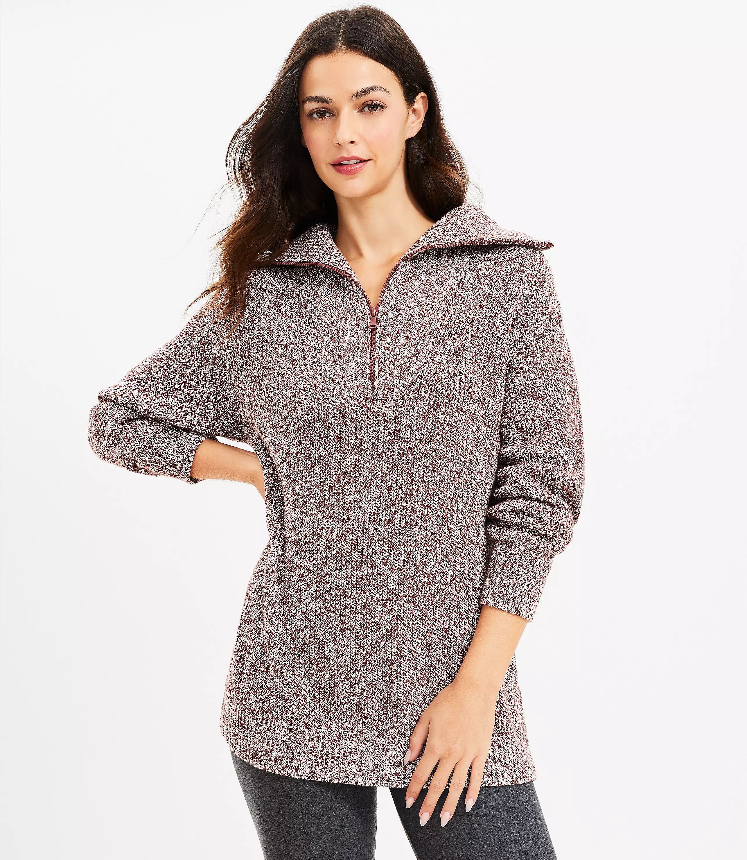 Lou & Grey Ribbed Half Zip Sweater | LOFT