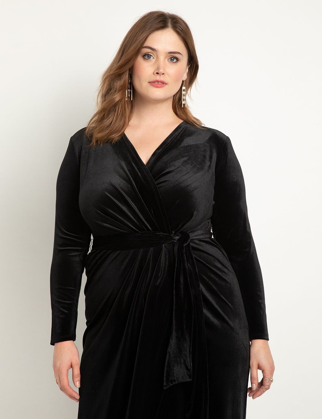 Velvet Wrap Dress With Tie | Eloquii