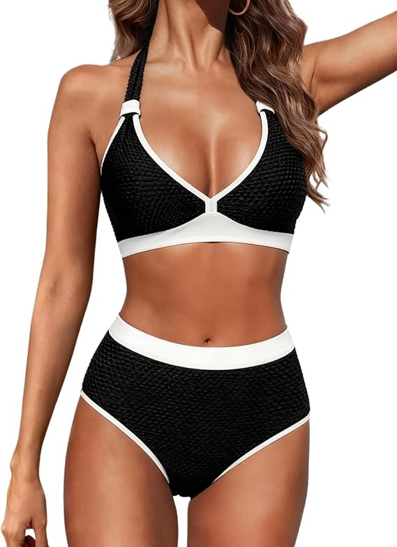 Hanna Nikole Popular Swimsuits, Womens Swimsuits, Textured Bathing Suit Tummy Control, Sexy Bikin... | Amazon (US)