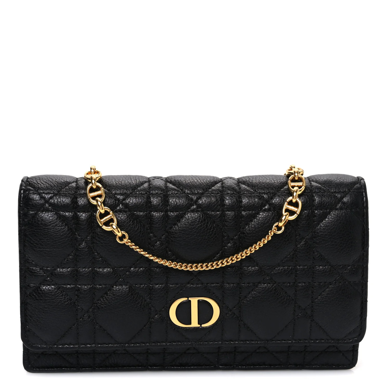 Christian Dior Supple Calfskin Caro Pouch with Chain Black 1728431 | FASHIONPHILE (US)