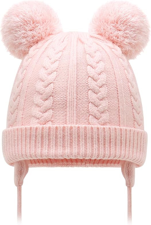 Duoyeree Toddler Winter Hat with Earflap Scarf Hood Thick Warm Kids Skull Cap for Baby Girls Boys | Amazon (US)