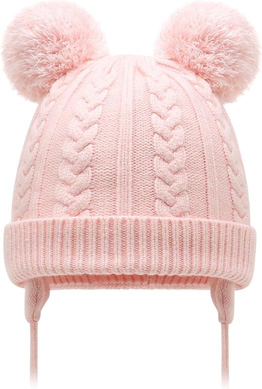 Duoyeree Toddler Winter Hat with Earflap Scarf Hood Thick Warm Kids Skull Cap for Baby Girls Boys | Amazon (US)