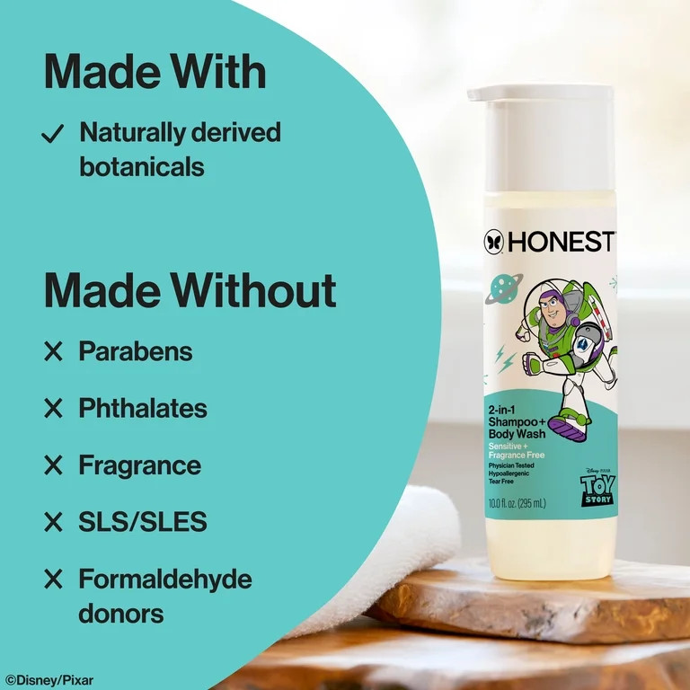 The Honest Company Disney Pixar's Toy Story 2-in-1 Shampoo and Body Wash, Fragrance Free, 10 fl o... | Walmart (US)