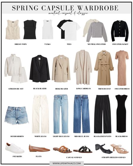 My spring 2024 capsule wardrobe PT 1: Tops 

Linen top / dressy top / tank / tees / neutral sweaters / cashmere / sweater jacket / athleisure set / comfy / blazers / long cardigan / trench coat / sweater dress / casual dress / denim shorts / jeans / wide leg / relaxed / ankle pants / sneakers / flats / casual sandals / strappy heeled sandals 

#LTKSeasonal #LTKstyletip