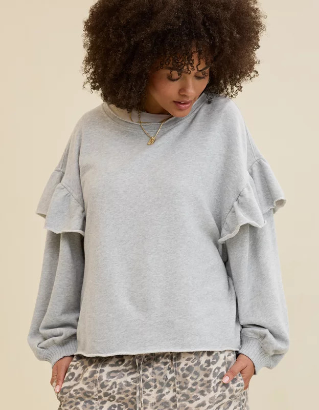 Aerie Ruffle Sleeve Sweatshirt | Aerie
