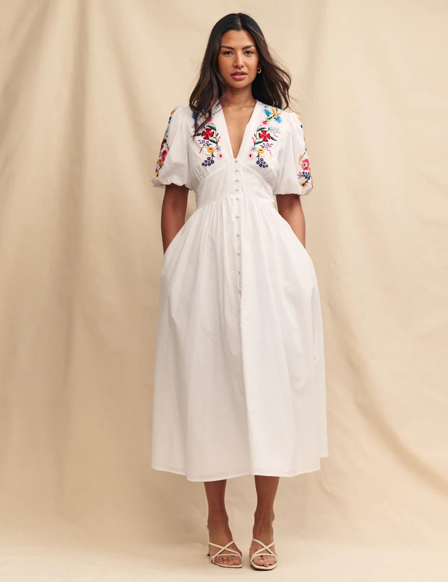 White Embroidered Starlight Midi Dress
  

  
    £120.00 | Nobody's Child