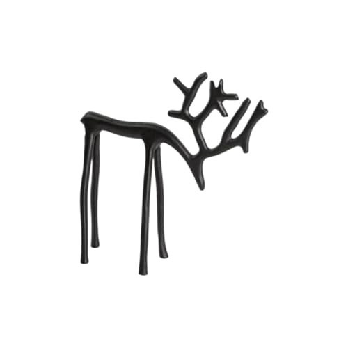 JOYWU Black Reindeer Statues for Christmas Decorations, Alloy Deer Sculpture Modern Xmas Figurines, 2025 Christmas Tabletop Ornaments for Mantel Fireplace Living Room Bedroom Home Decor (Small) | Amazon (US)