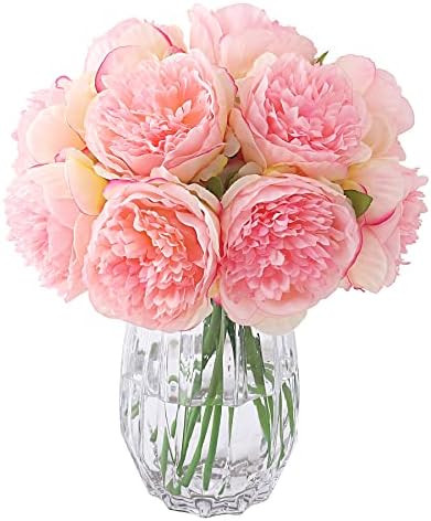 Decpro 2 Bunches Artificial Peonies, 10 Heads Silk Peony Fake Flower for Wedding Home Office Part... | Amazon (US)