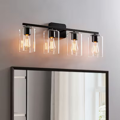 KAWOTI Clemmon 29-Inches 4 -Light Matte Black Modern/contemporary Vanity light | Lowe's