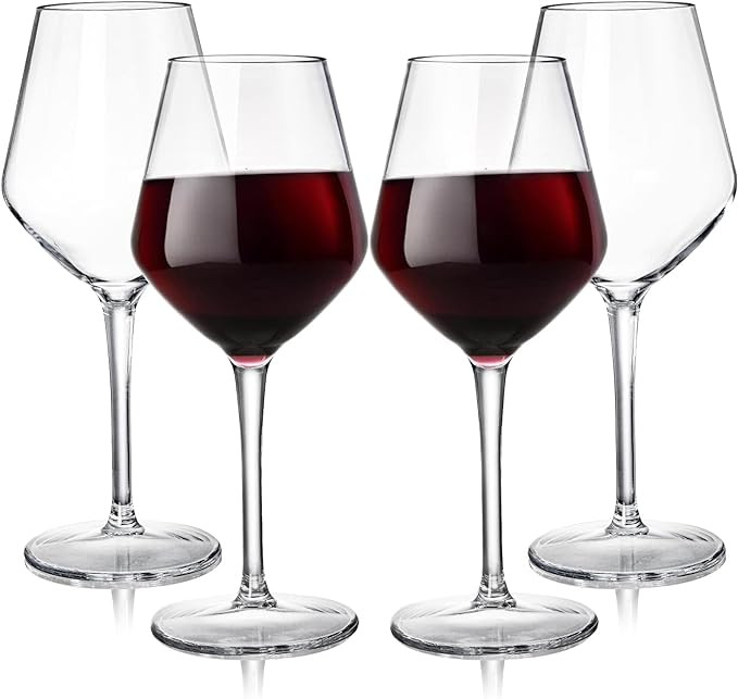 Dicunoy Set of 4 Unbreakable Stemmed Wine Glasses, 16 oz Outdoor Plastic Wine Glasses, Plastic Go... | Amazon (US)
