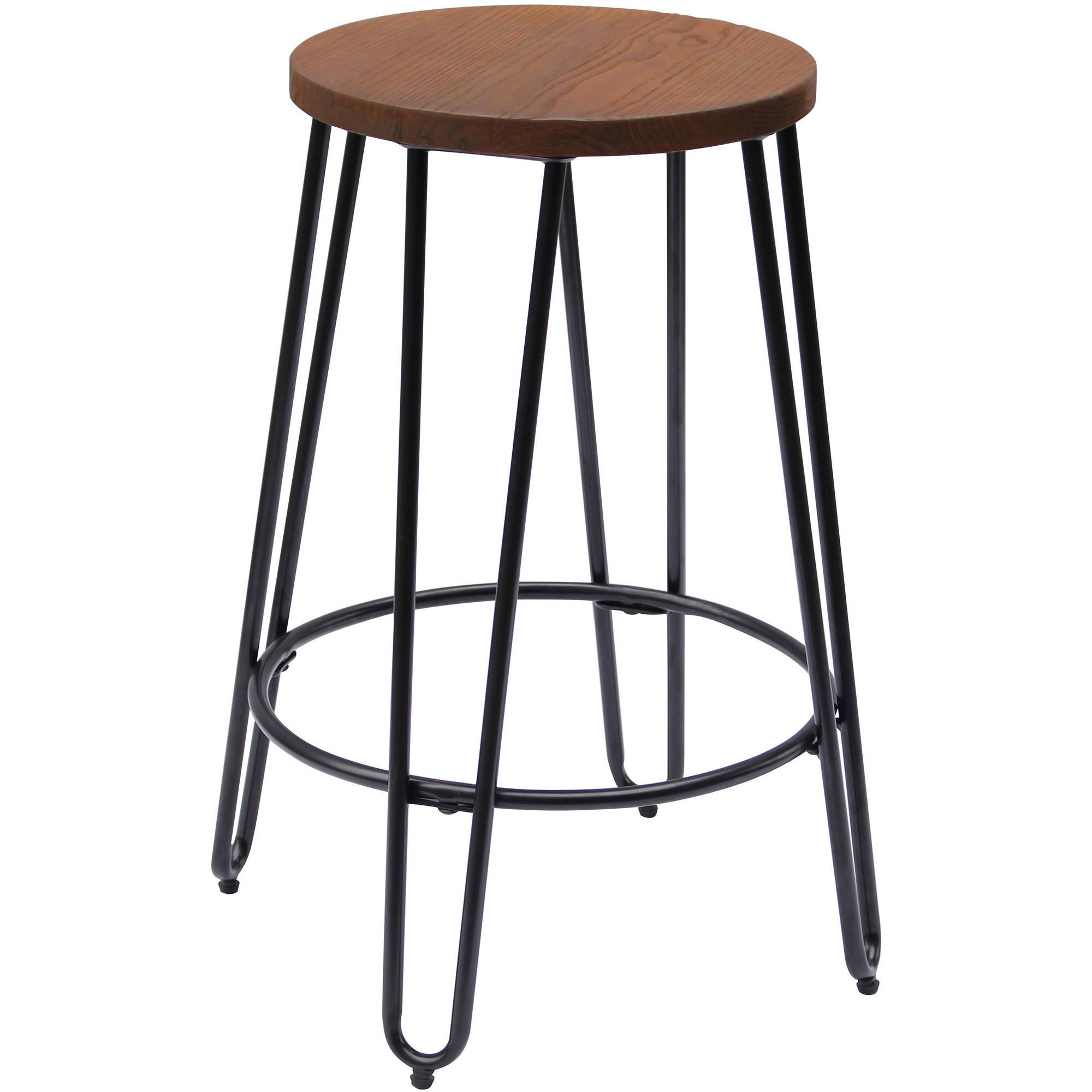 Quinn Round Wood-Top Backless Barstool | Walmart (US)
