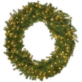 Home Accents Holiday 48 in. Norwood Fir Artificial Christmas Wreath with 200 White Lights-NF-48WL... | The Home Depot