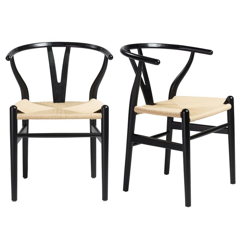 S/2 Nina Side Chairs, Black/Natural | One Kings Lane