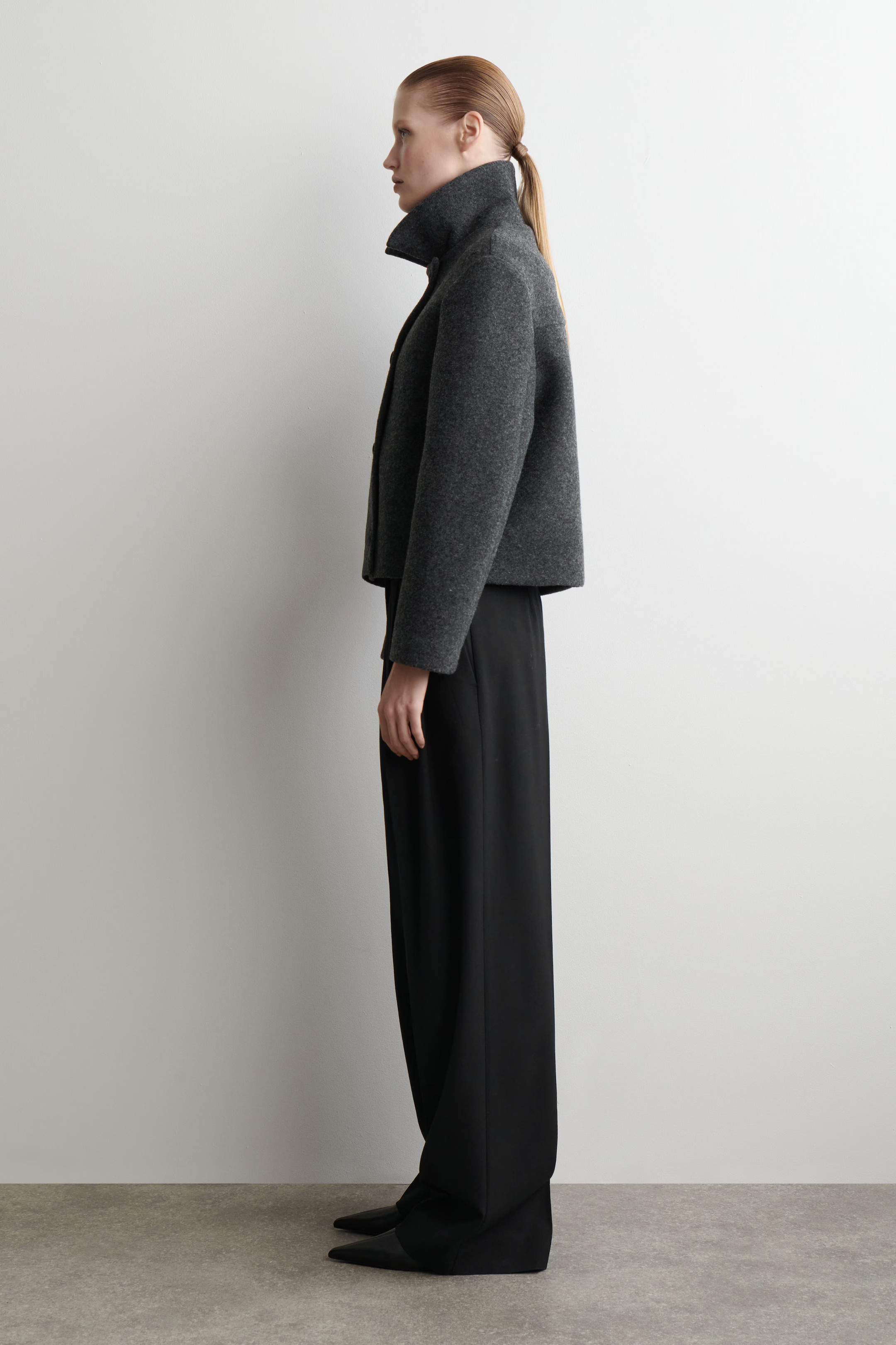 BOILED WOOL-BLEND SHORT JACKET - DARK-GREY MÉLANGE | COS GB | COS UK