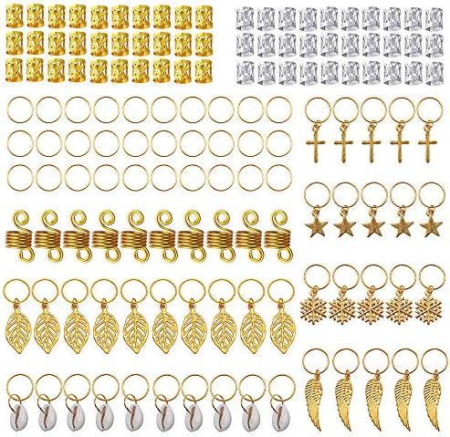 YMHPRIDE 140 Pieces Dreadlock Jewelry Aluminum Dreadlocks Beads Metal Hair Cuffs Hair Rings Shell... | Amazon (US)