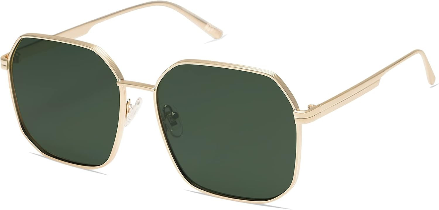 SOJOS Retro Square Polarized Sunglasses for Women Vintage Square Shades UV400 Large Metal Frame SJ1166B | Amazon (US)