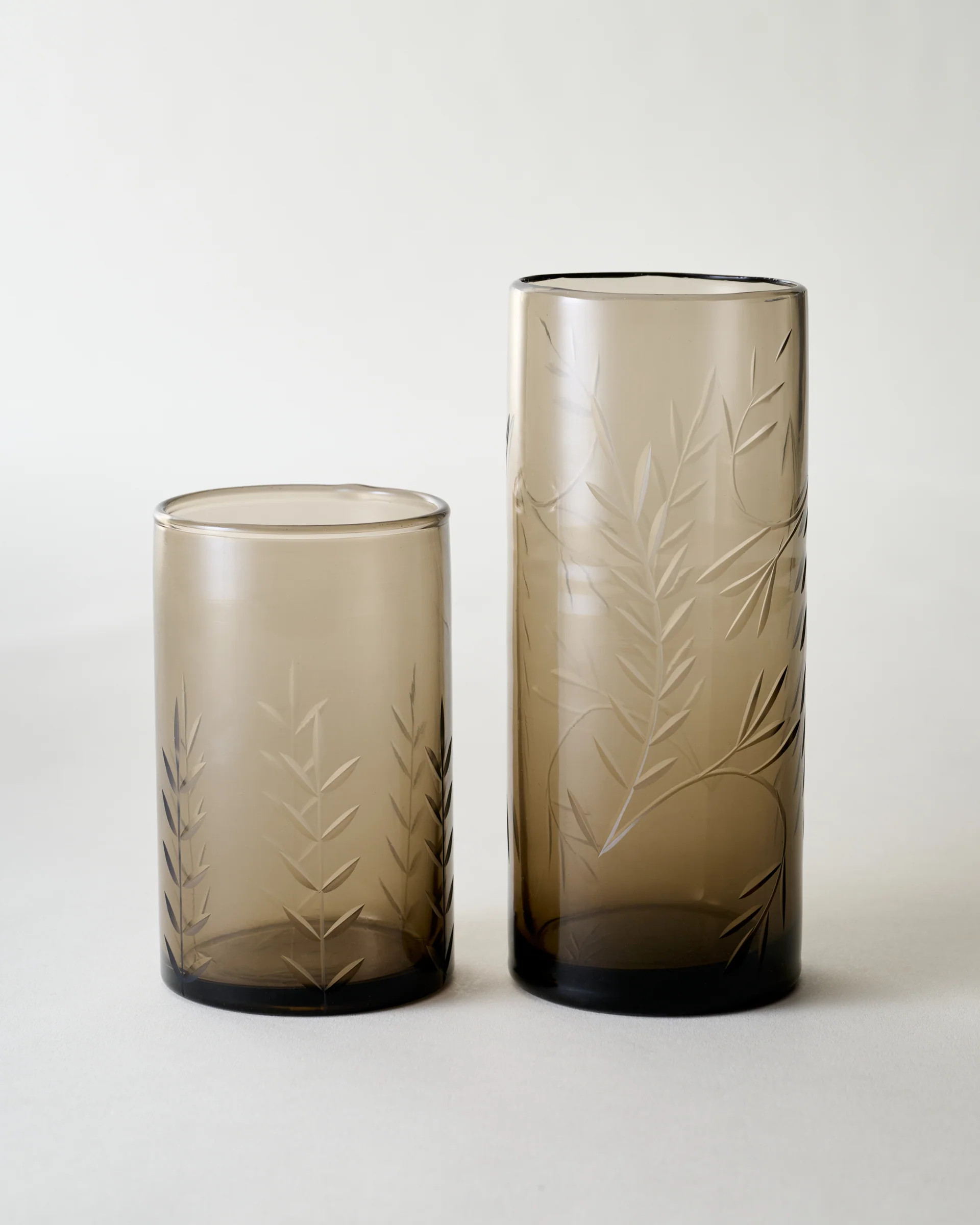 Recycled Etched Glass Tumbler, Brown | Magnolia