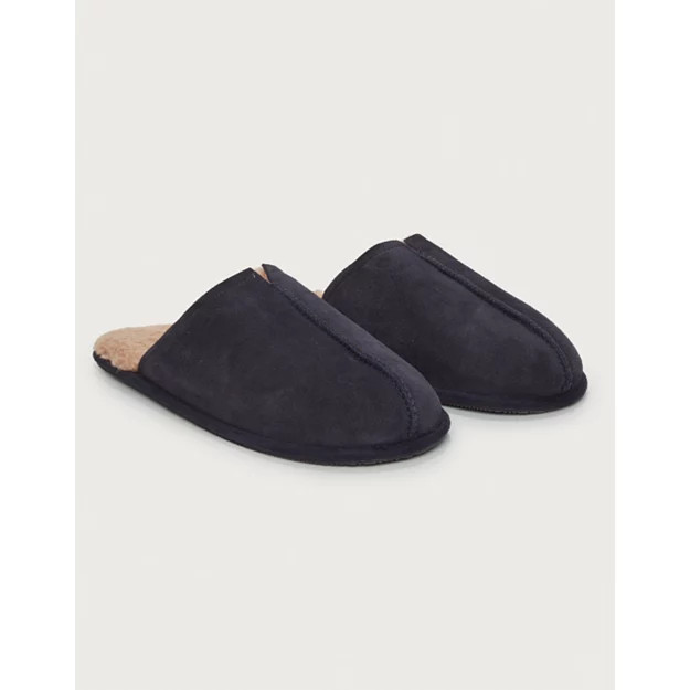 Men's Suede Borg Mule Slippers | The White Company UK & ROW