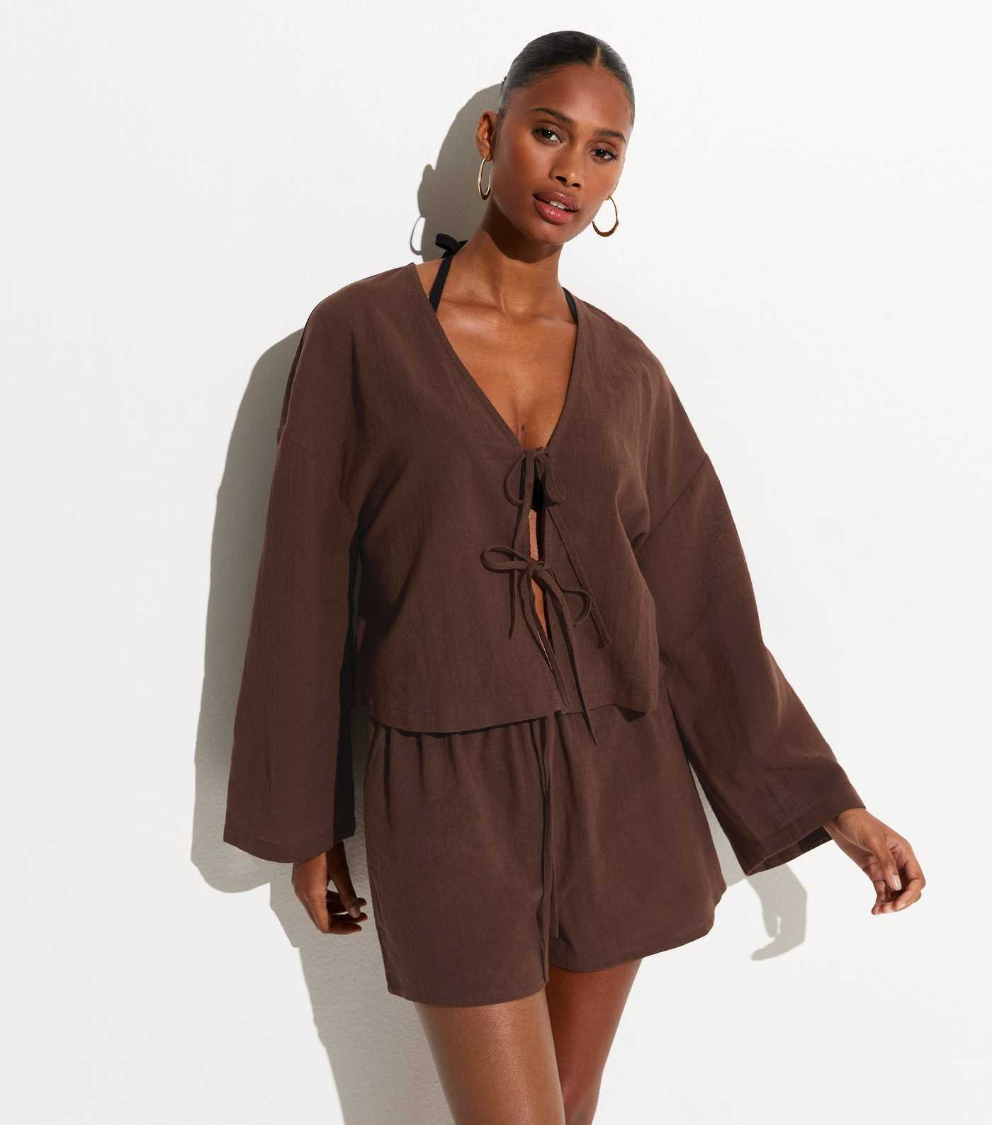 Beach Brown Cotton Slub Shorts | New Look | New Look (UK)