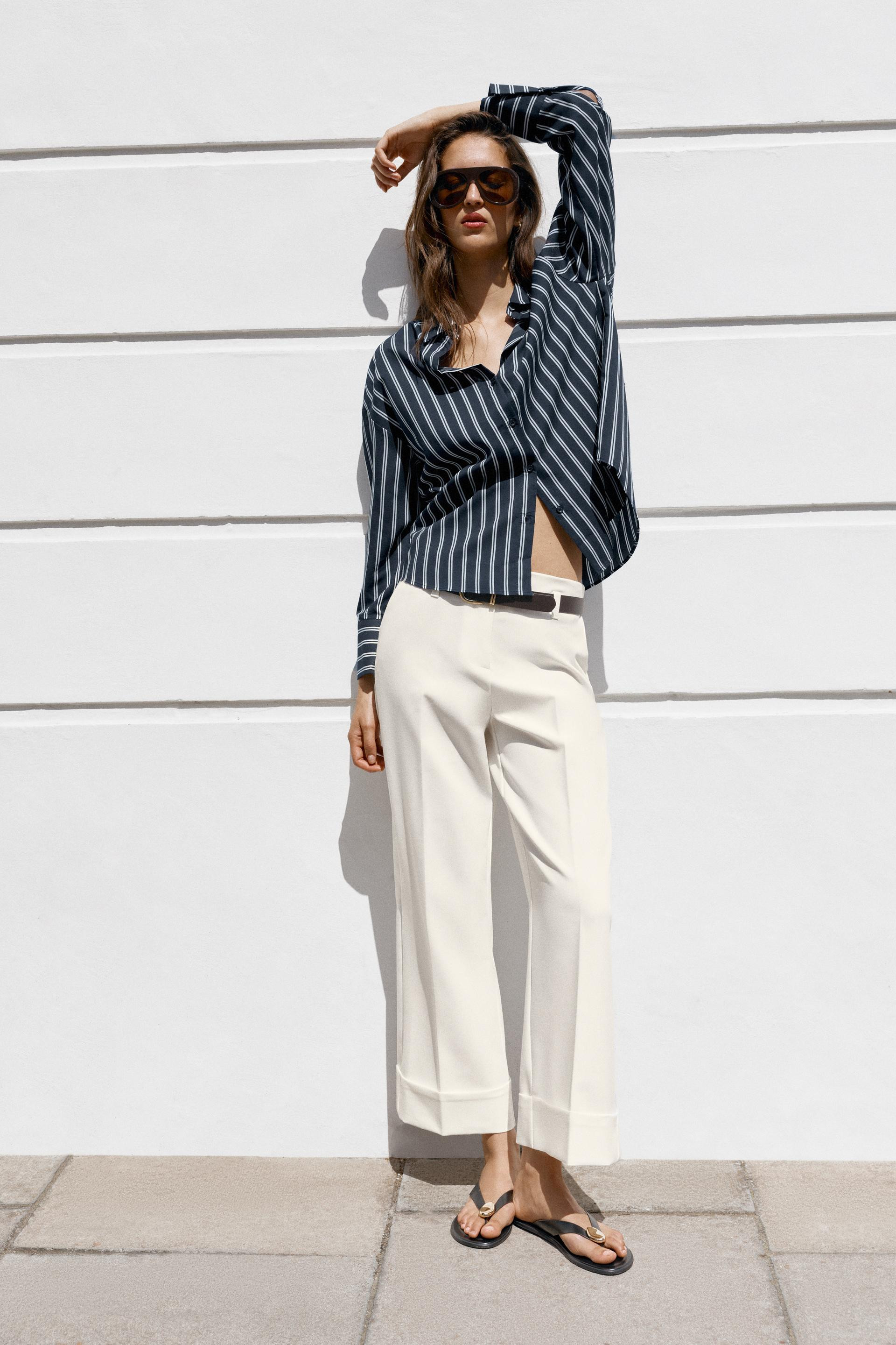 Zara - Poplin Crop Top - Women - White - Women | Zara US