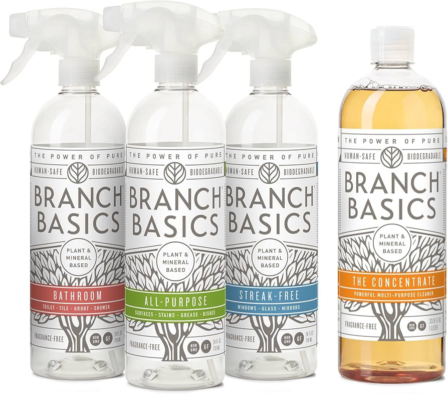 Branch Basics Cleaning Essentials Kit: All Purpose Spray, Glass Cleaner, and Bathroom Cleaner - C... | Amazon (US)