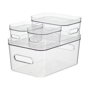 Smart Store Clear Compact Plastic Bins 4-Pack with Clear Lids | The Container Store