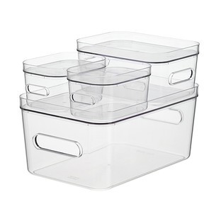 Click for more info about Clear Compact Plastic Bins 4-Pack with Clear Lids