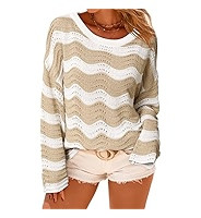 Arach&Cloz Women's Linen Blend Crochet Bell Sleeve Beach Vacation Striped Tops 2026 | Amazon (US)