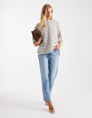 ASOS DESIGN slim mom jeans in mid blue | ASOS (Global)