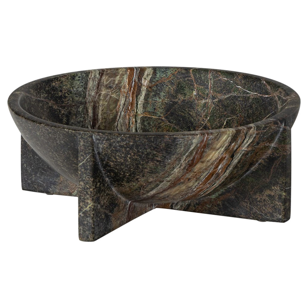 Tribune Modern Forest Green Marble Decorative Bowl - Small | Kathy Kuo Home