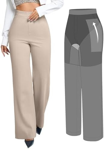 BRXL 2 in 1 Dress Pants for Women Work Tummy Control Shapewear Long Wide Leg Winkle Free Business... | Amazon (US)