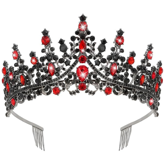 CURASA Black Tiaras for Women Red Gothic Crown for Women Girls Queen of Hearts Crown Quinceanera ... | Amazon (US)