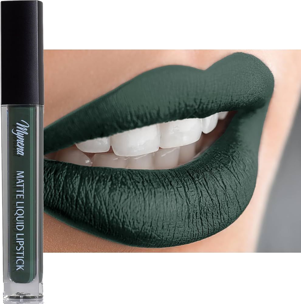 Mynena Green Lipstick Matte Long Lasting Smudge Proof Waterproof Lightweight Vegan Talc-Free Para... | Amazon (US)