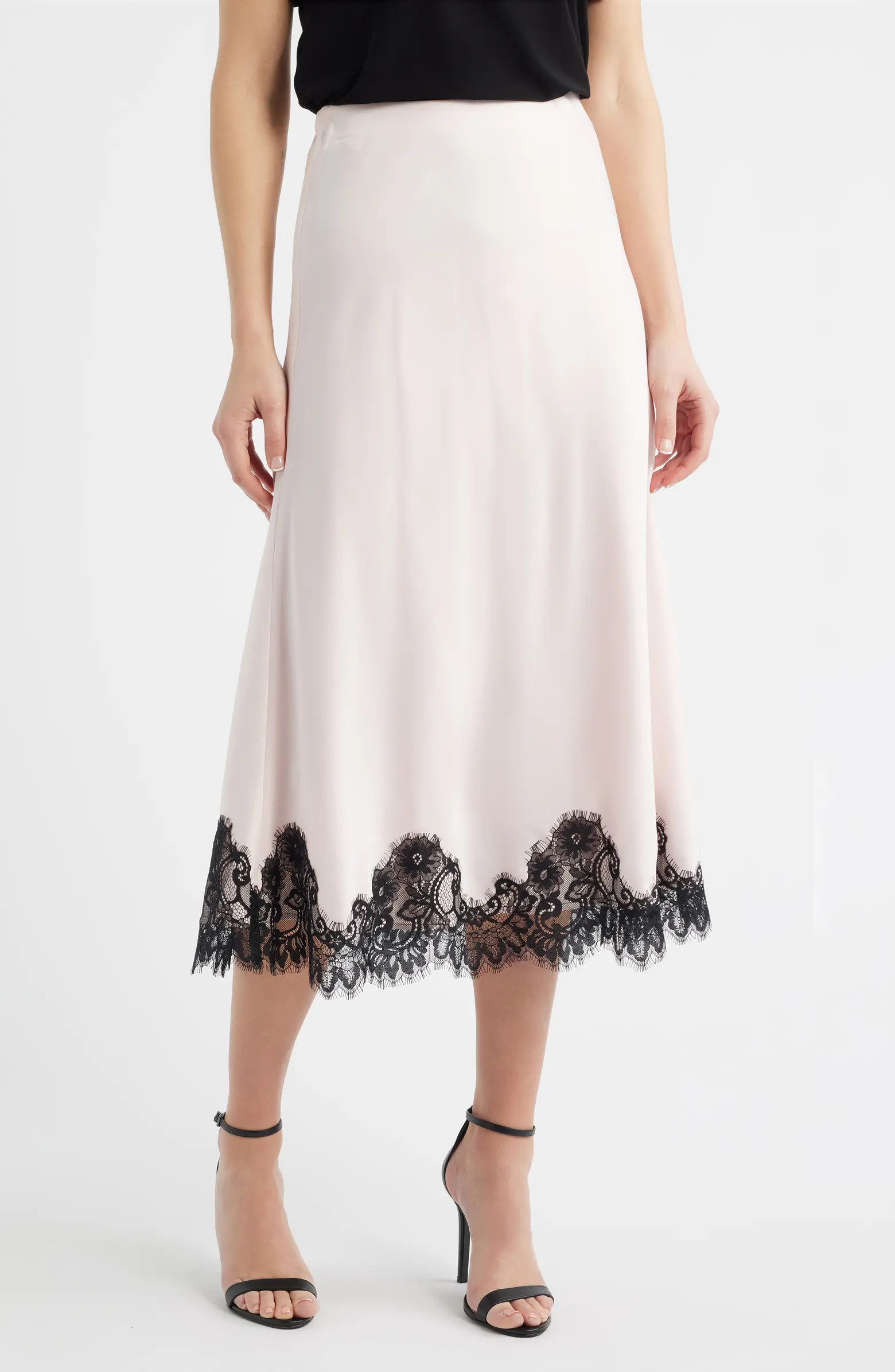 Lace Trim Midi Skirt | Nordstrom