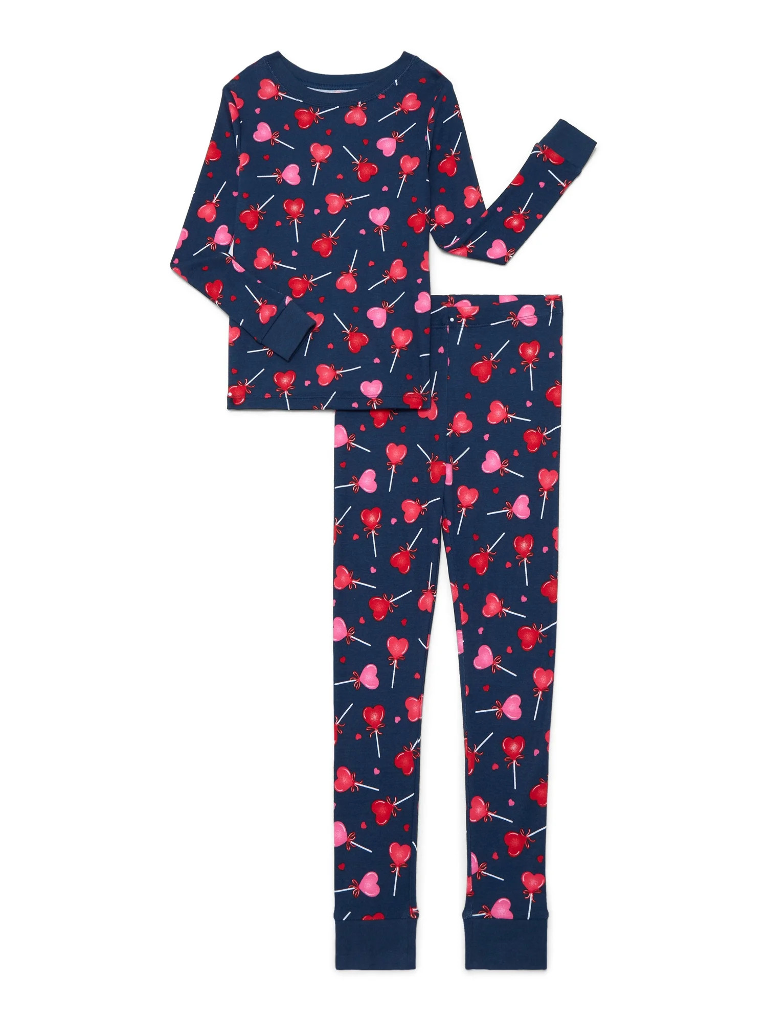 Girls Cotton Snug-Fit Top and Pants Pajama Set from Way to Celebrate, 2-Piece, Sizes 4-10 | Walmart (US)
