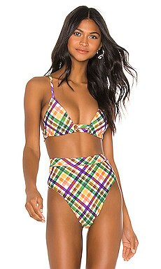 Montce Swim Palua Bikini Top in Summer Plaid from Revolve.com | Revolve Clothing (Global)